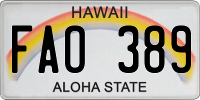HI license plate FAO389