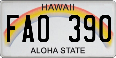 HI license plate FAO390