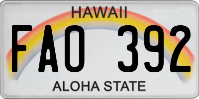 HI license plate FAO392