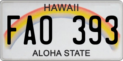 HI license plate FAO393