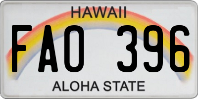 HI license plate FAO396