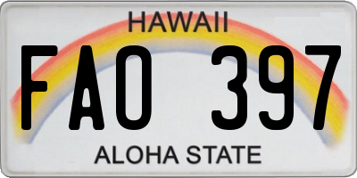 HI license plate FAO397