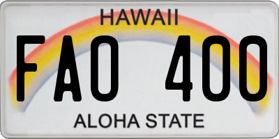 HI license plate FAO400