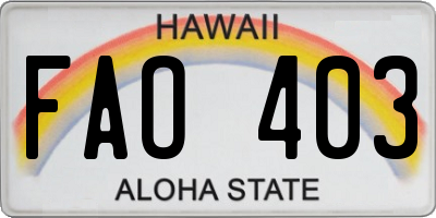 HI license plate FAO403