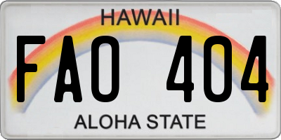 HI license plate FAO404