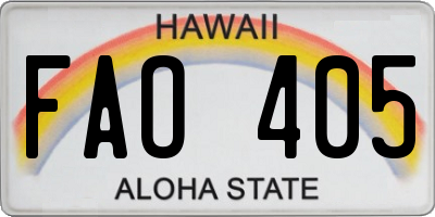 HI license plate FAO405