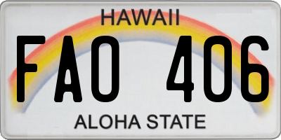 HI license plate FAO406