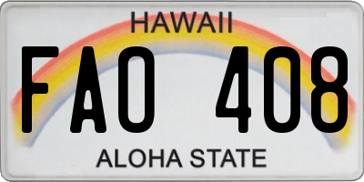 HI license plate FAO408