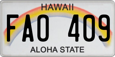 HI license plate FAO409