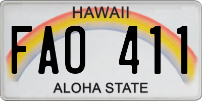 HI license plate FAO411