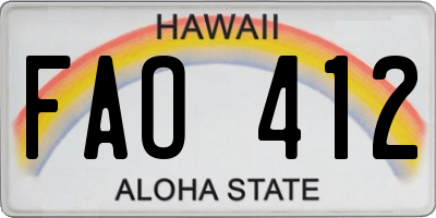 HI license plate FAO412