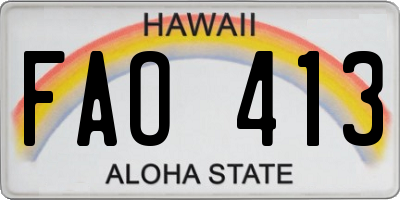 HI license plate FAO413