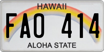 HI license plate FAO414