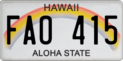 HI license plate FAO415