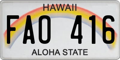 HI license plate FAO416