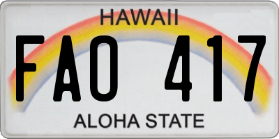 HI license plate FAO417