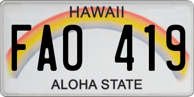 HI license plate FAO419