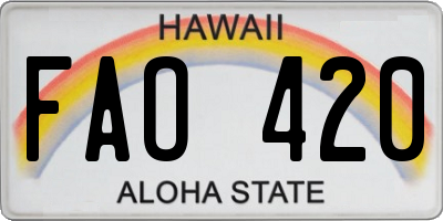 HI license plate FAO420