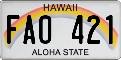 HI license plate FAO421