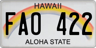 HI license plate FAO422