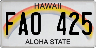 HI license plate FAO425