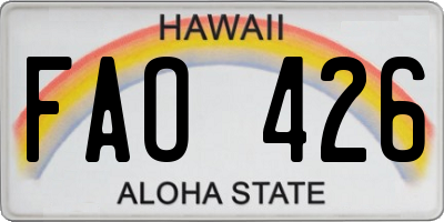 HI license plate FAO426