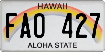 HI license plate FAO427