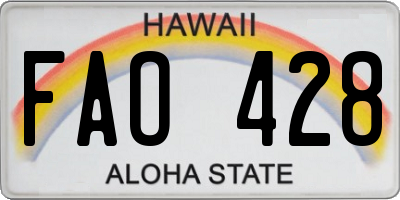 HI license plate FAO428