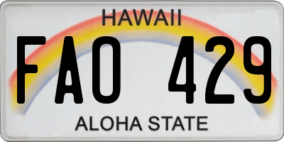 HI license plate FAO429