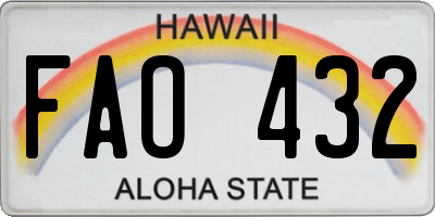 HI license plate FAO432