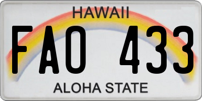 HI license plate FAO433