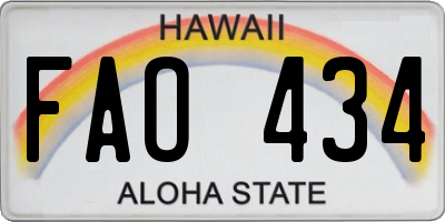 HI license plate FAO434