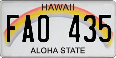 HI license plate FAO435