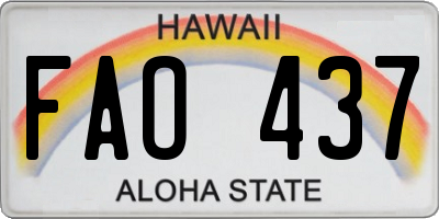HI license plate FAO437