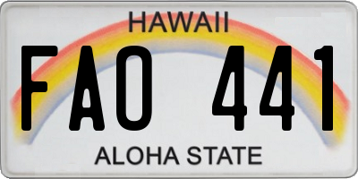 HI license plate FAO441