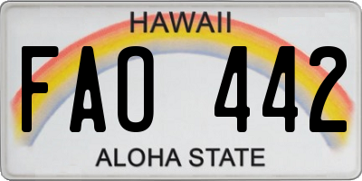 HI license plate FAO442