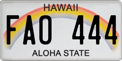 HI license plate FAO444