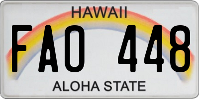 HI license plate FAO448