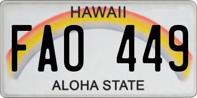 HI license plate FAO449