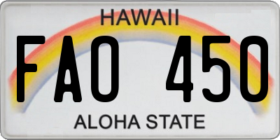 HI license plate FAO450
