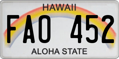 HI license plate FAO452