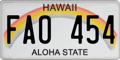 HI license plate FAO454