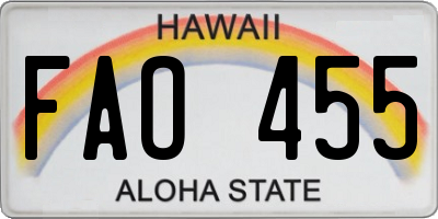 HI license plate FAO455
