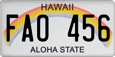 HI license plate FAO456