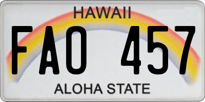 HI license plate FAO457