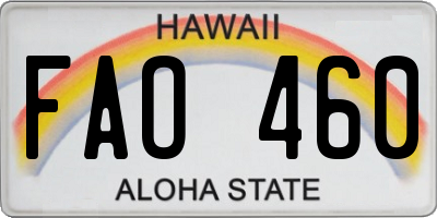 HI license plate FAO460