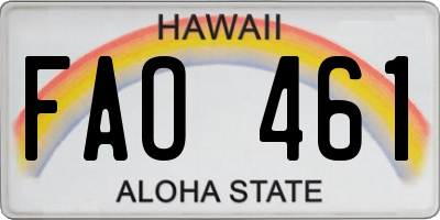 HI license plate FAO461
