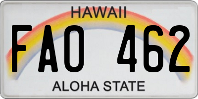 HI license plate FAO462