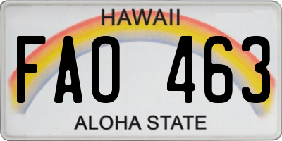 HI license plate FAO463