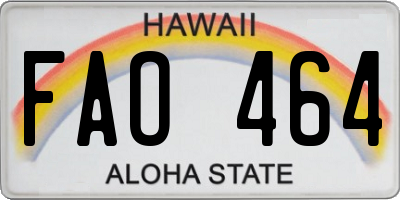 HI license plate FAO464